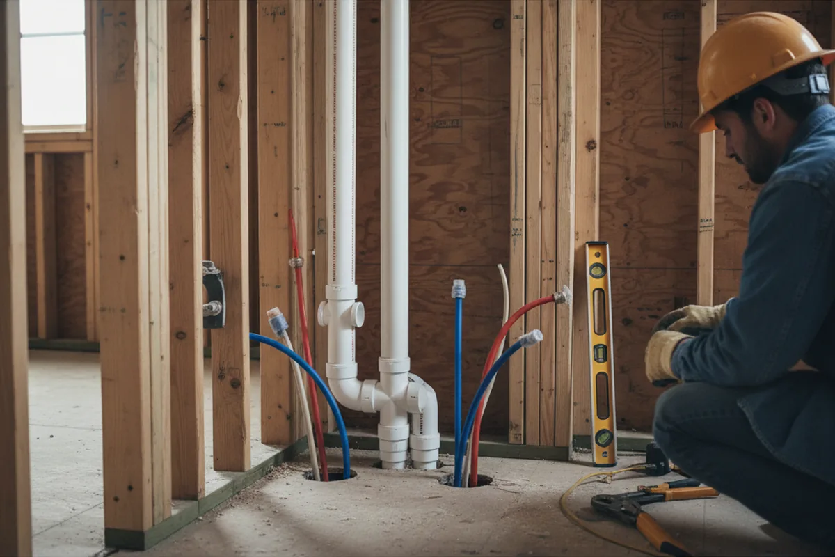 Drain and supply rough-in during Toilet Repair and Installation in South Amana